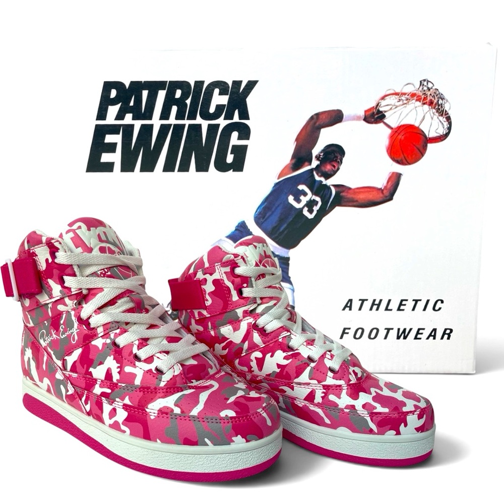 Patrick Ewing 33 HI Orion Strap Pink Camo NEW Women’s Retro Basketball Sneakers
